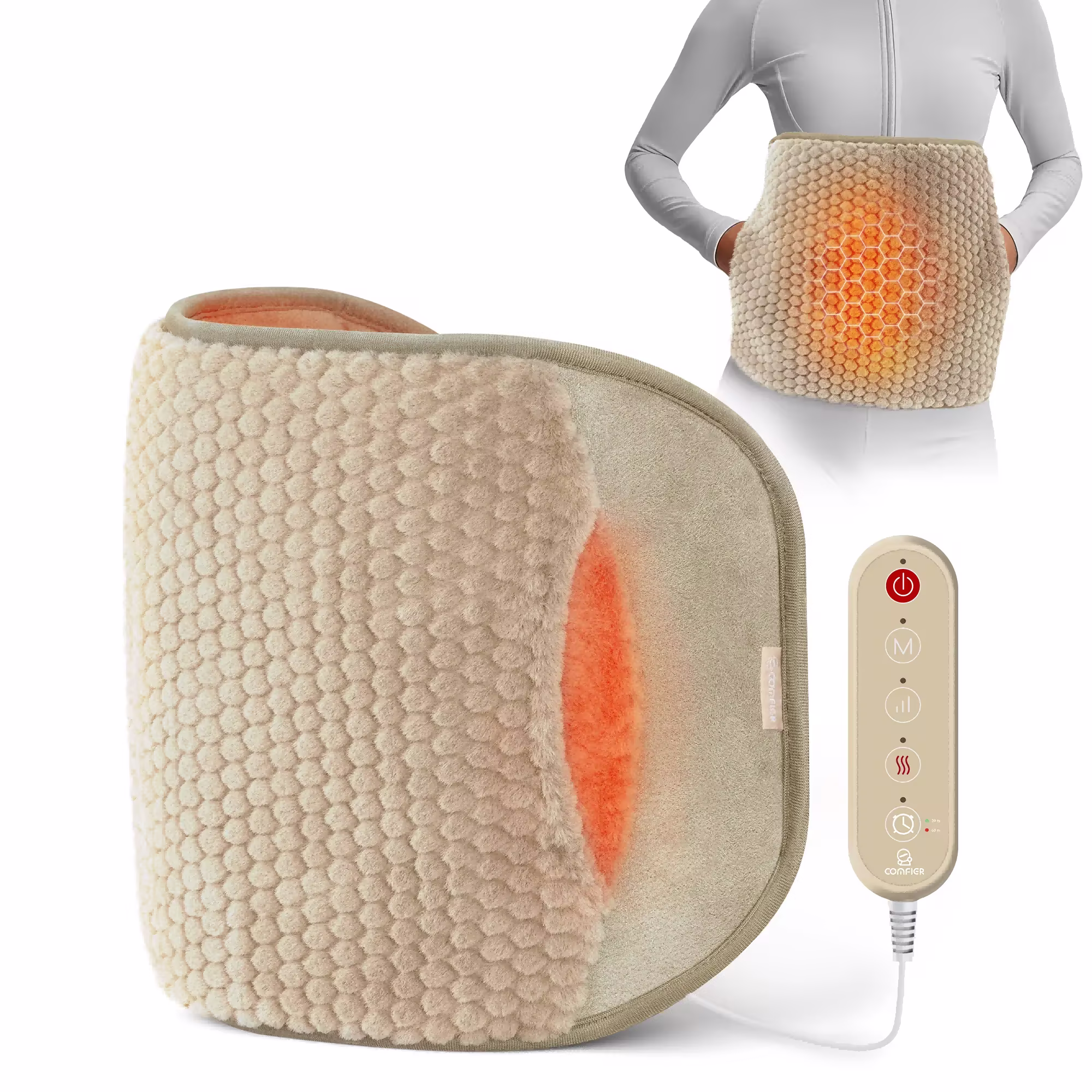 Plush Fabric Heating-Vibrating Massage Mat - 6413